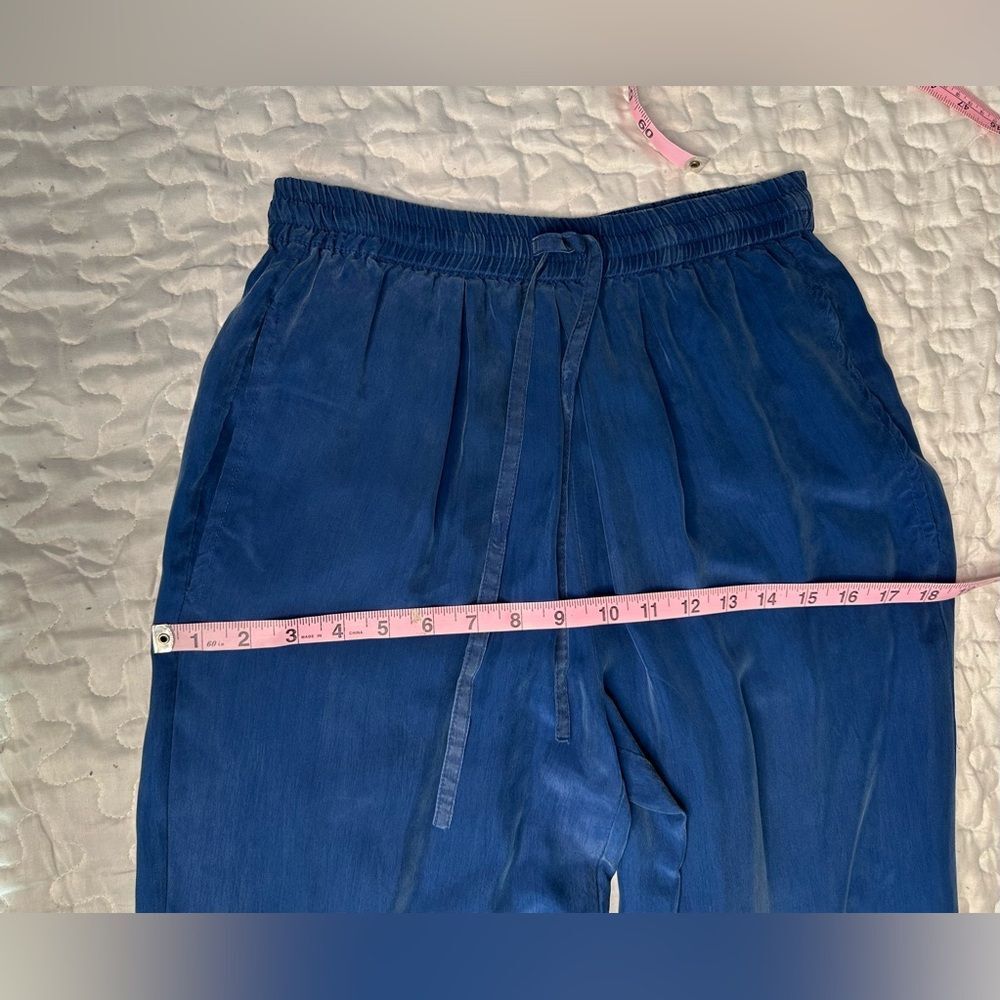 Vintage 90s Fiji Petite Silk Loungewear Set 2-Piece Blue Drawstring Pants S/XS - Picture 16 of 16